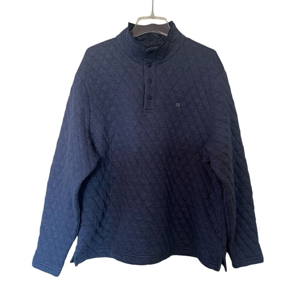 Crown & Ivy Men's Quilted Pullover Harbor Navy Size XL Soft Sportswear Snaps